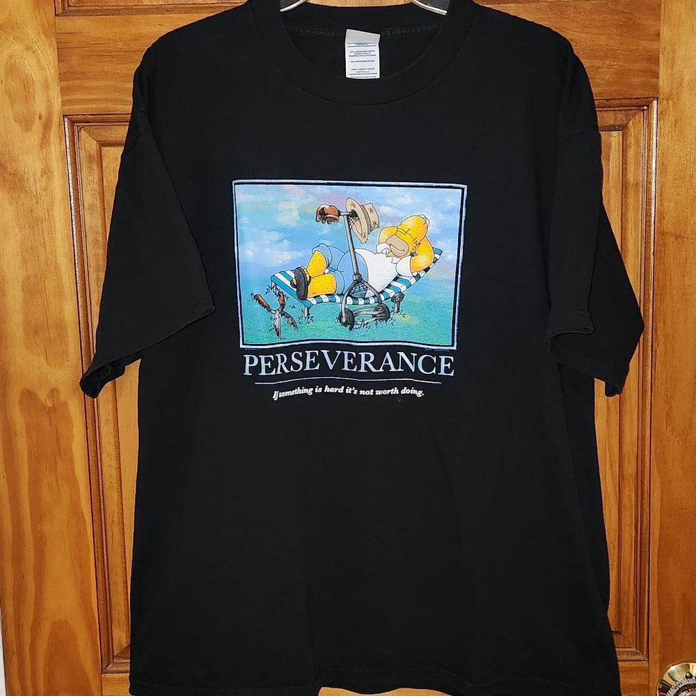 Vintage Homer Simpson Perseverence Funny graphic t-shirt | Delta Tag | Sz XL